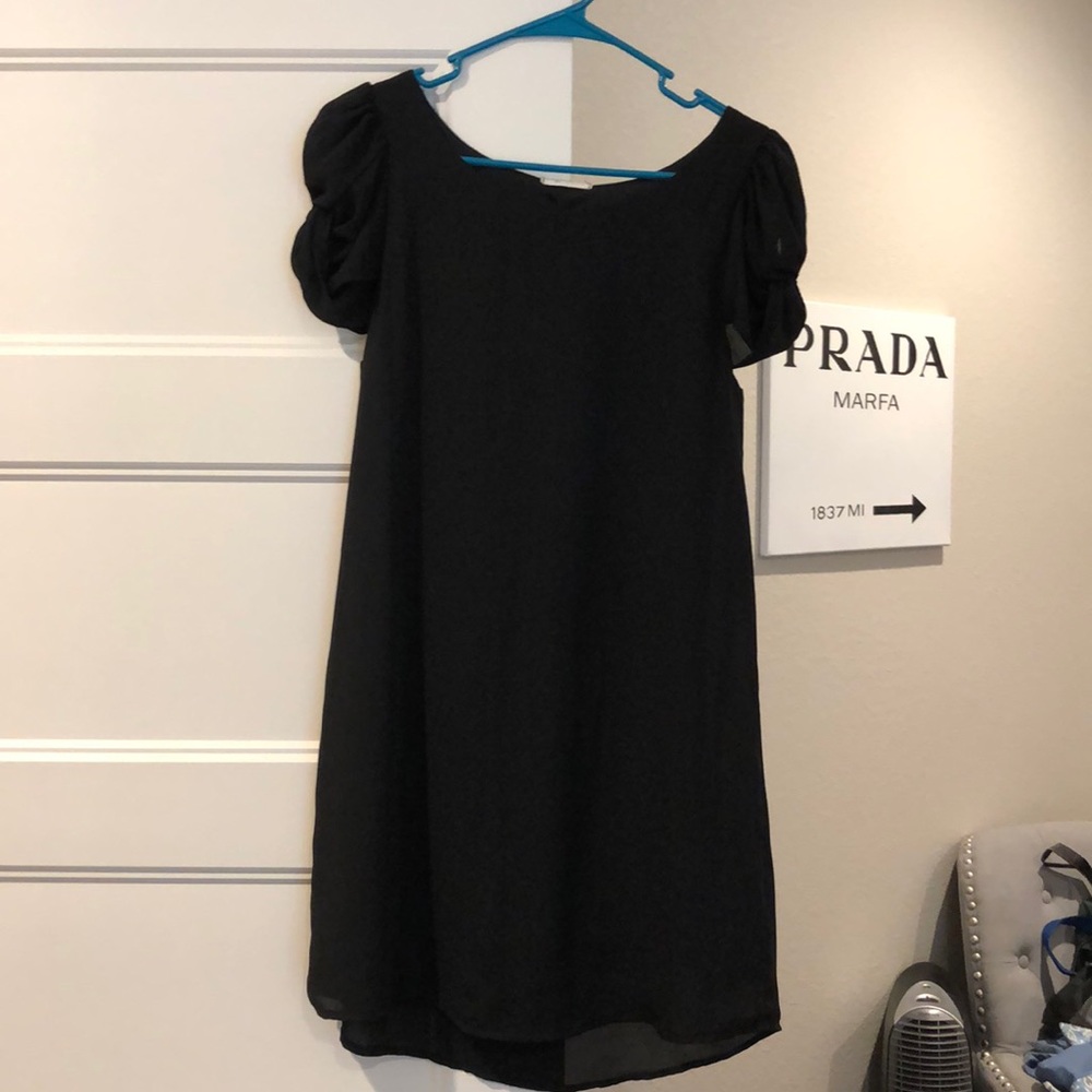 Boutique Black Dress with Ruffle Sleeves